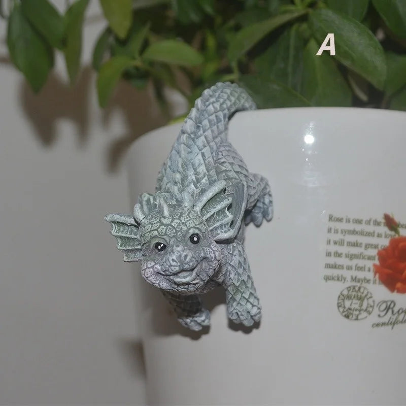 Hängende Drachenfiguren | Wetterfeste Resin-Deko | Für Blumentöpfe & Zuhause