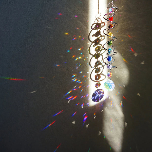 Kristall-Windspirale AureliaTwist | Edelstahl & Kristall | Wetterfest | Garten- & Fensterdeko