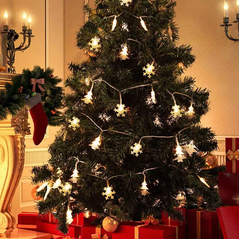 LED Lichterkette FrostGlow | Schneeflocken & Weihnachtsbaum Design | 2025 Weihnachtsdeko | Warmweiß & Bunt | Für Baum & Zuhause