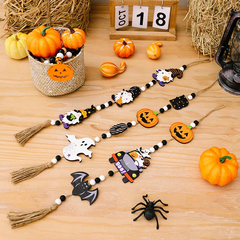 Halloween Hängedeko SpookyCharm | Kürbis, Fledermaus & Hexe | Mit Quasten | Für Tür, Wand & Party