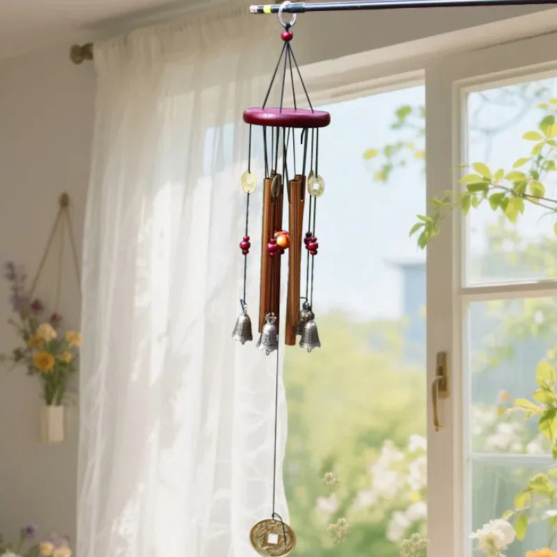 FortuneChime | Großes Metall-Windspiel mit Klangröhren | Holz & Metall | Für Garten & Zuhause