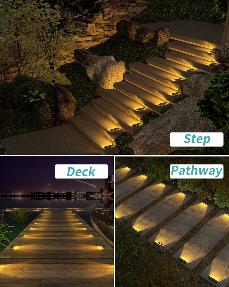 Terralux StepLine Solar Bodenlichter 6er-Set | Warmweiß | IP68 Wasserdicht | LED-Stufen- & Wegbeleuchtung | Für Außenbereiche