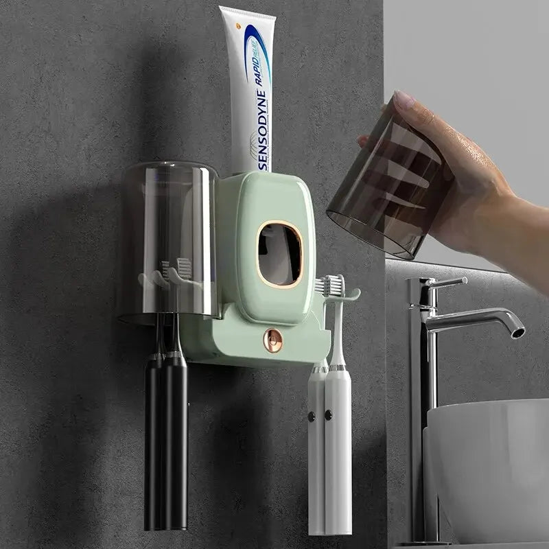 UV Zahnbürstenhalter PureBrush UV | Sterilisation mit UV-Licht | Automatischer Zahnpastaspender | Wandmontage ohne Bohren