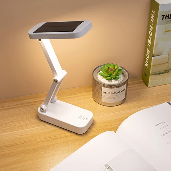 Solar LED Tischlampe | Faltbar & Dimmbar | USB Wiederaufladbar | Augenschonend & Modern