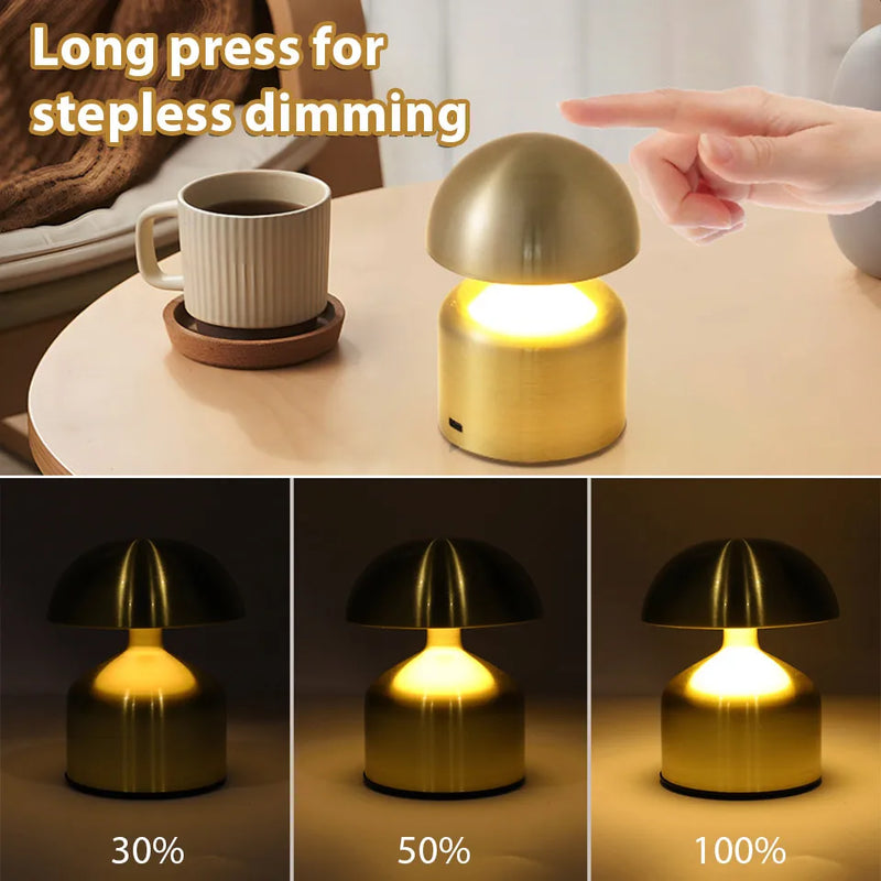 LUMORA LED Tischlampe | USB Wiederaufladbar | Touch-Dimmung | 3 Lichtfarben | Kabellose Nachttischlampe für Schlafzimmer & Deko