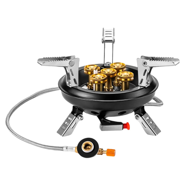 AlpineFlame Tragbarer Camping-Gaskocher Hochdruck 16 000 W mit Piezo-Zündung – Outdoor-Notkocher