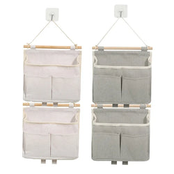 Stowella Wandaufbewahrungstasche aus Leinen | Wasserdicht & platzsparend | Hängeorganizer für Unterwäsche & Kleinteile – 23×6×25 cm