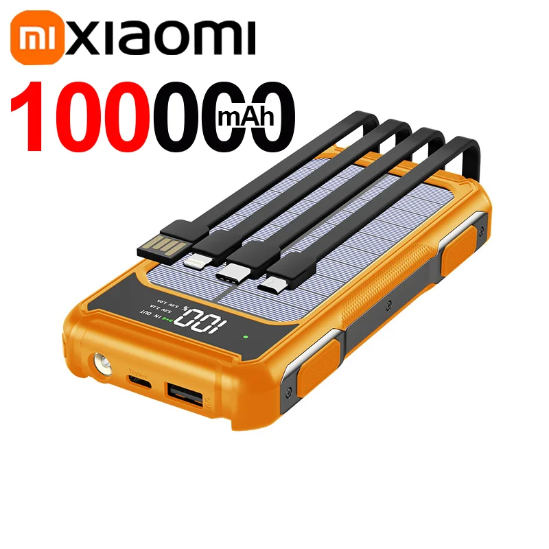 Solar Powerbank Voltora 200K | 200.000mAh | 4-in-1 Kabel | Schnellladung & Notfall-LED | Für iPhone & Samsung
