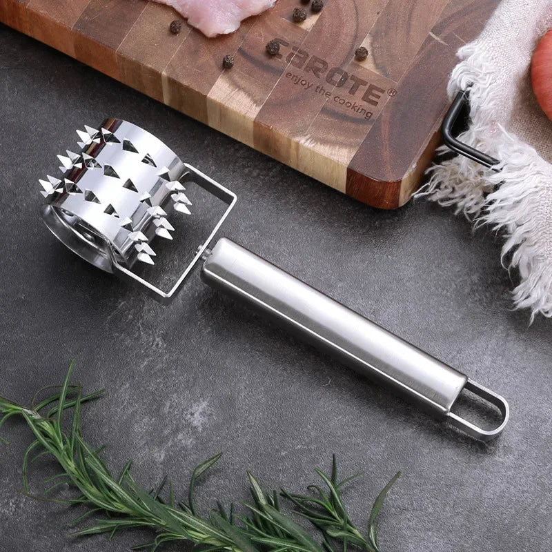 SteelTender Fleischklopfer | Edelstahl Fleischzartmacher mit Schlagkopf | Für Steak, Schnitzel & Schweinefleisch | 18 cm