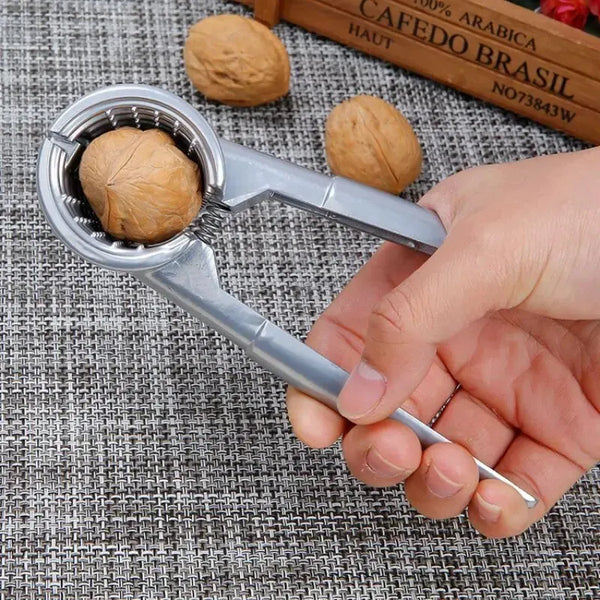 Nutoro Nussknacker aus Metall | Multifunktional für Walnüsse, Kastanien, Mandeln & Haselnüsse | Ergonomischer Griff | Silber