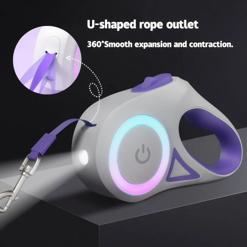 LED Hundeleine LumiLeash FlexiLight | Ausziehbare Leine mit Beleuchtung | 3 m & 5 m Länge | Für Hunde & Katzen bis 35 kg