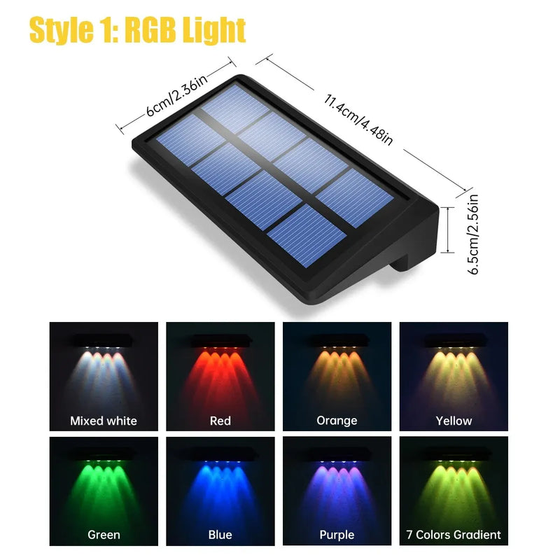 LumaGlow DecoLine Solar-Zaunleuchte RGB/Warmweiß | Farbwechsel & IP65 Wasserdicht | Art-Deco Design | Für Garten, Terrasse & Treppen