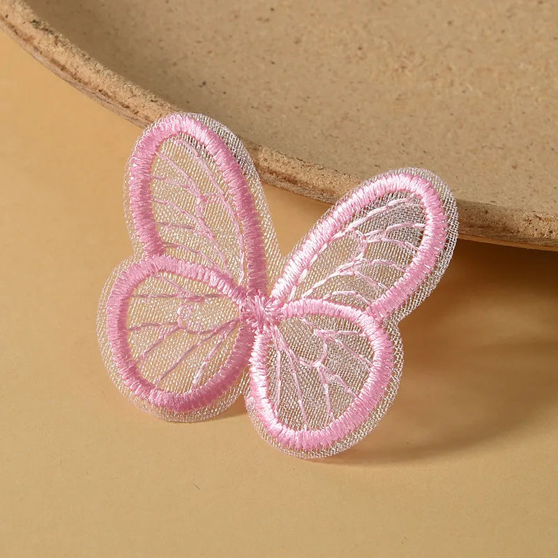 Bestickte Schmetterlings-Applikationen ColorWing | 20 Stück | 4,5 x 4 cm | Bunte Netzoptik | Zum Aufnähen
