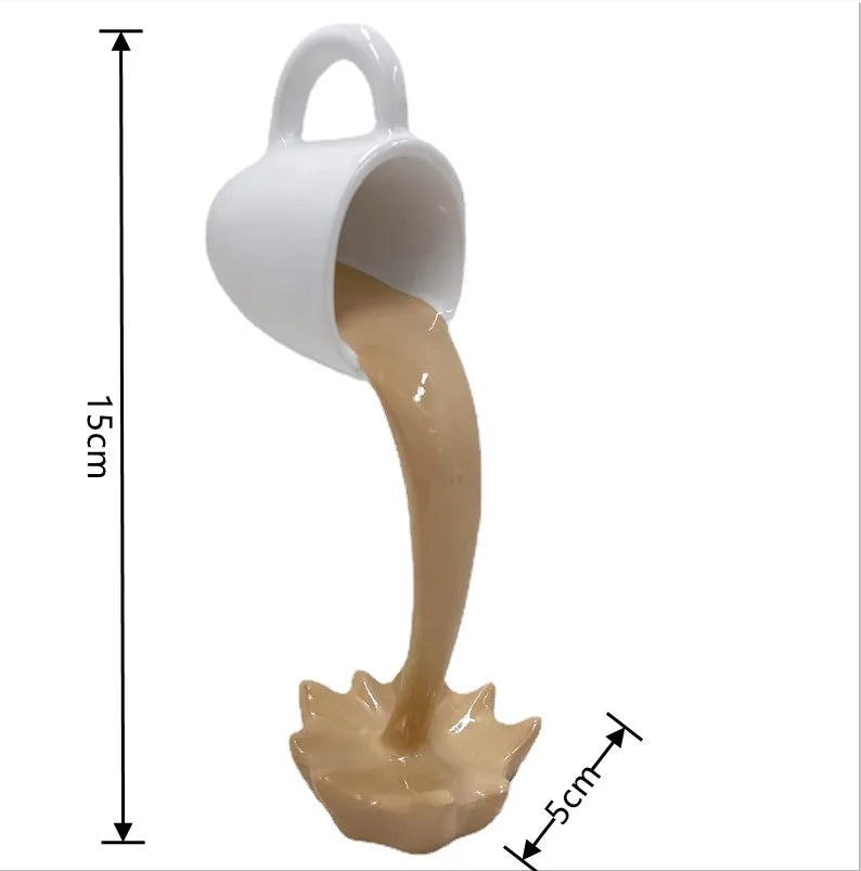 Schwebende Kaffeetassen Skulptur | Magischer Gieß-Effekt | Kreative Tisch- & Küchendeko