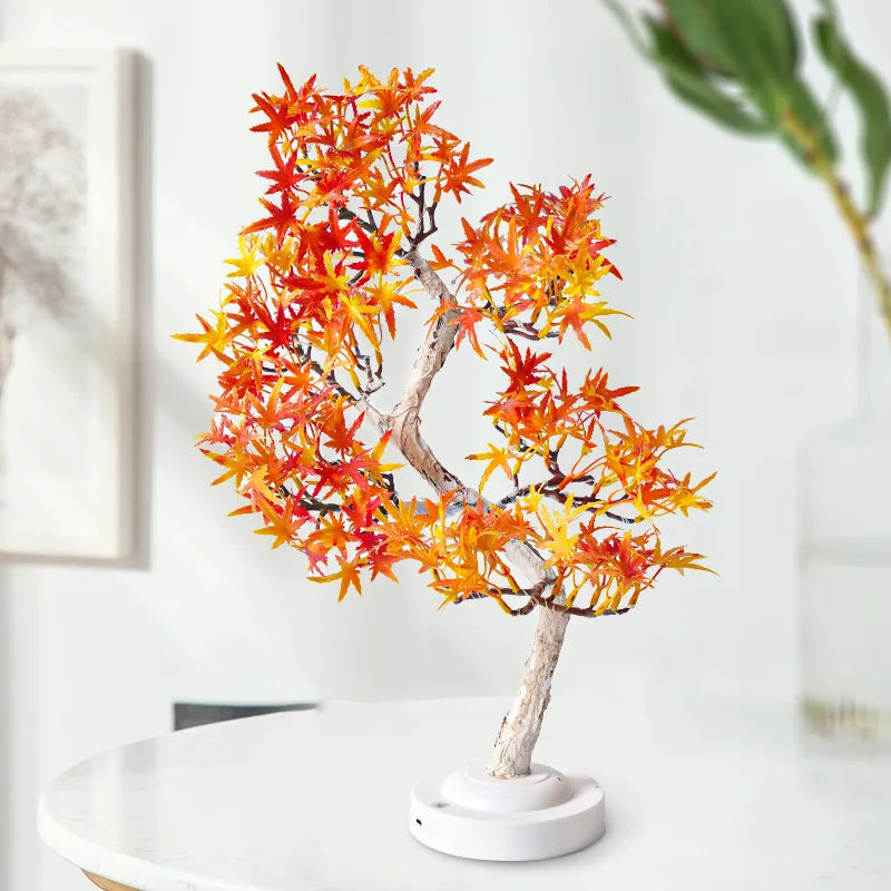 LED Ahornbaum Lampe | Deko Bonsai mit Lichtern | USB/Batterie | Herbst & Tischdeko
