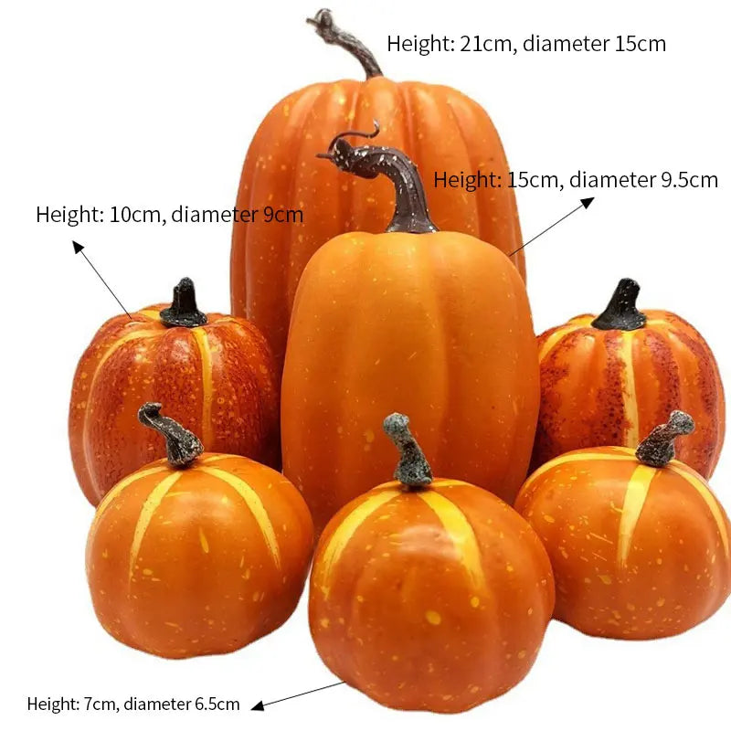 Dekokürbisse PumpkinCharm | 7-teiliges Set | Herbst- & Halloween-Deko | Leicht & Wiederverwendbar