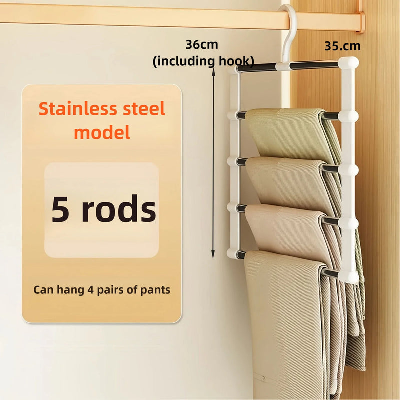 SteelSpace Hosenbügel Edelstahl | 5/7 Ebenen | Faltbar & Platzsparend | Kleiderschrank-Organizer