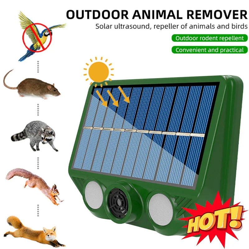 Solar Tiervertreiber ECOFERA DualProtect | Ultraschall & LED | IP66 Wasserdicht | Solarbetrieben mit USB-Ladeoption | 200-300 m² Abdeckung