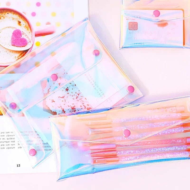 HoloShine Kosmetiktasche Transparent | Laser-Effekt Kulturbeutel | Für Make-up, Stifte & Reisen | Wasserdicht & Stylisch