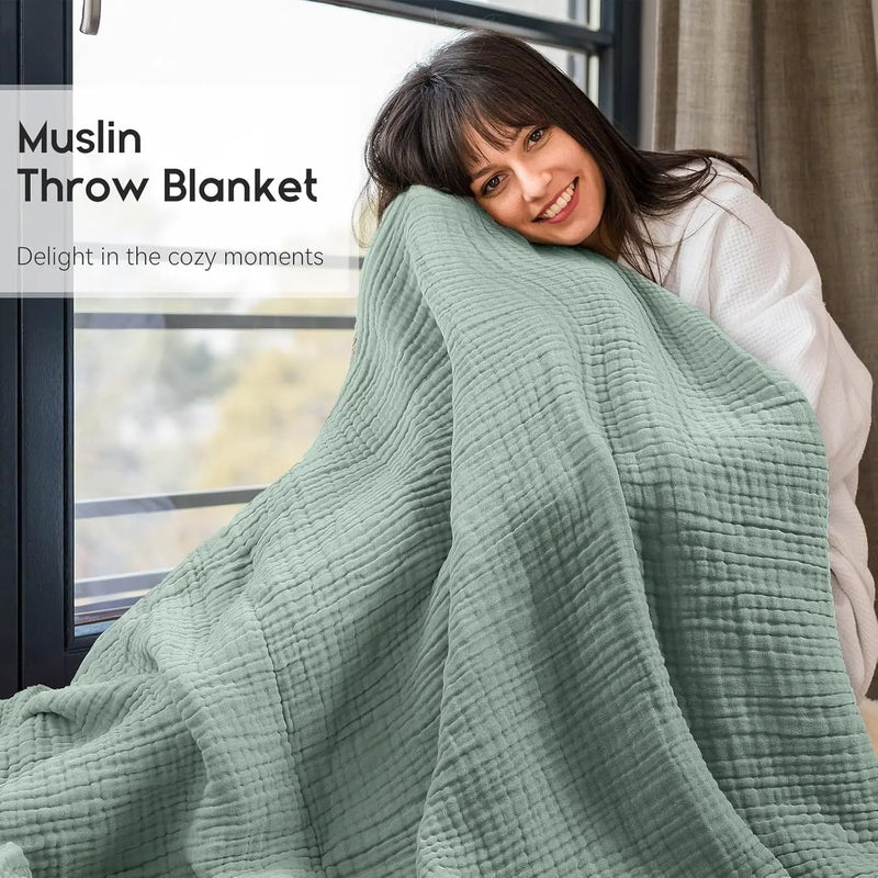 CottonBreeze | Musselin-Decke aus 100 % Baumwolle | 6-lagig, Atmungsaktiv & Leicht | Für Sofa & Bett