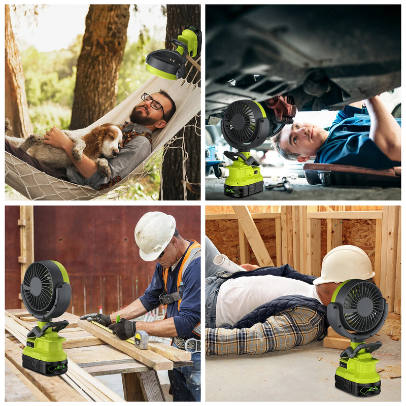 Akku- & Netzventilator DualBreeze One | Kompatibel mit Ryobi P107/P108 Akkus | Tragbar & Netzbetrieb | Für Innen- und Außeneinsatz