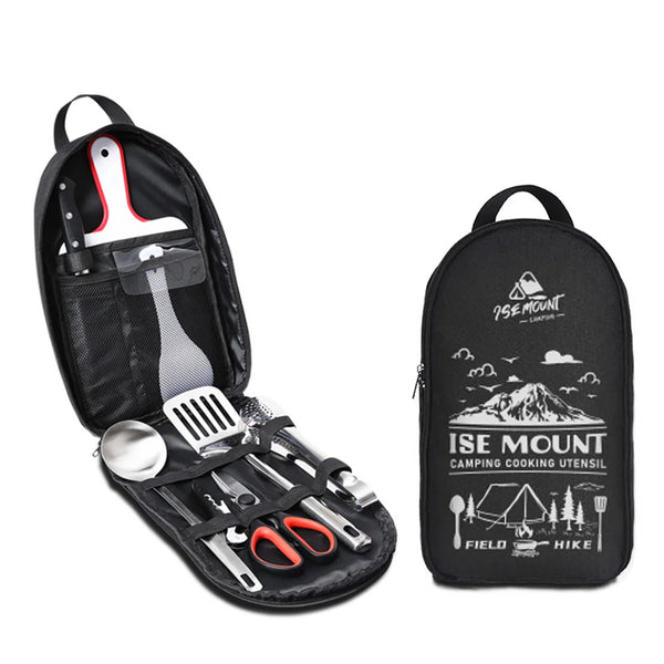 TerraChef AdventureKit Camping Küchen-Set 9-teilig | Inkl. Aufbewahrungstasche | Edelstahl Outdoor-Kochzubehör | Für Camping, Wandern & BBQ