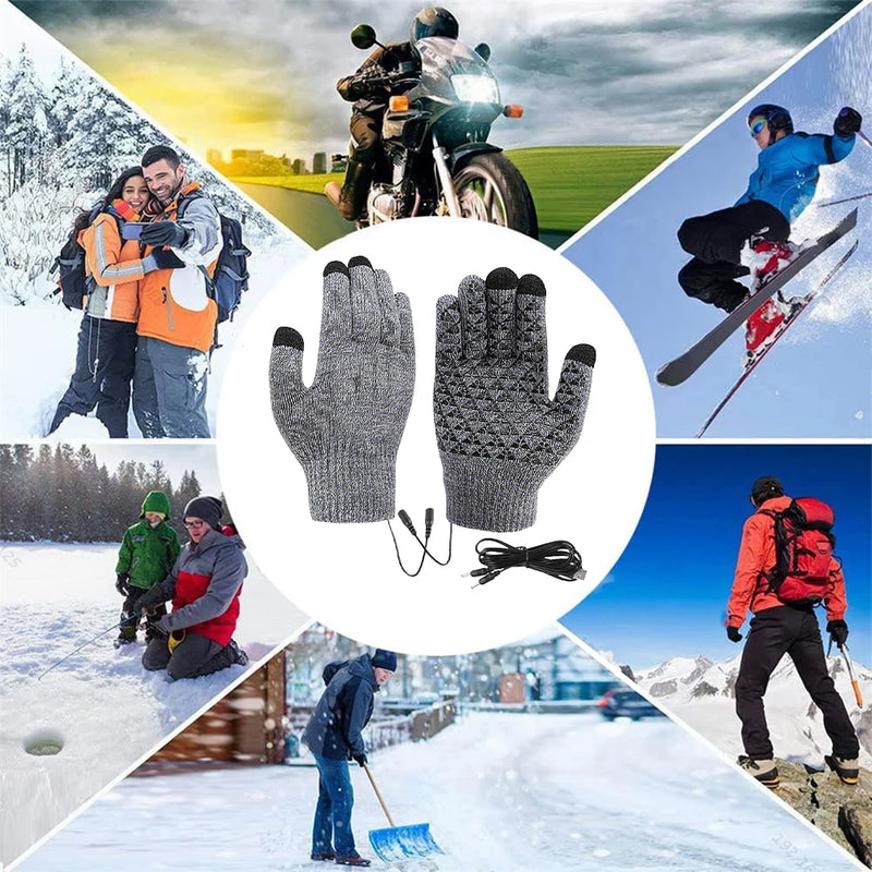 Beheizbare Handschuhe FROSTIQ | USB-Aufladung | Touchscreen & Rutschfest | Winter Thermo-Handschuhe für Outdoor & Radfahren