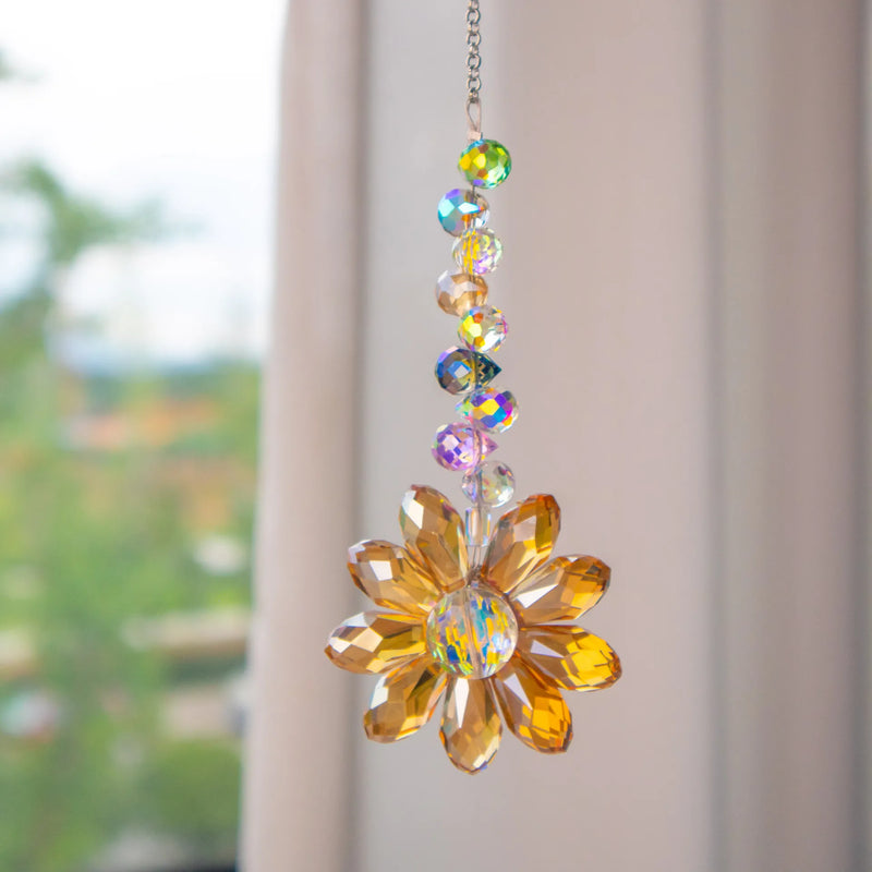 Kristall-Suncatcher LumiMargarita | K9-Daisy-Regenbogenfänger | Fenster- & Gartendeko | 32 cm | Geschenkidee für Zuhause