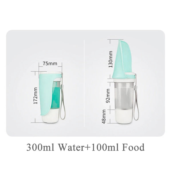 2-in-1 Hunde-Trinkflasche Vanduro GoSip | Faltbarer Wasserspender mit Napf & Futterfach | Für kleine & große Hunde | Tragbar & auslaufsicher