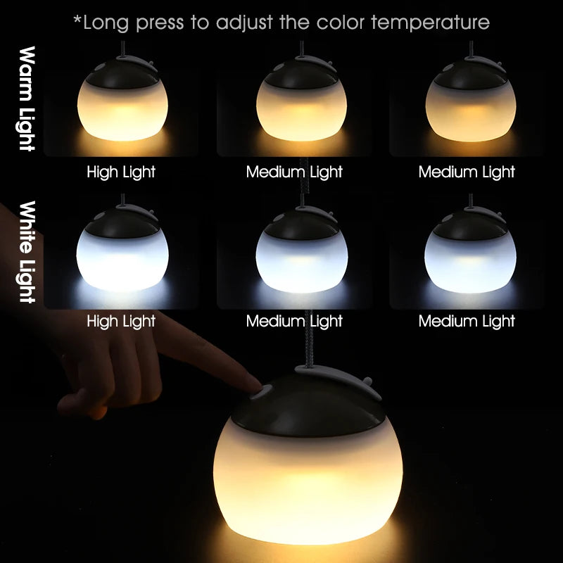 LumoCamp Tragbare LED-Zeltlampe mit Haken | USB-C Wiederaufladbar | Hängelampe für Camping & Notfälle | Kompakt & Leicht