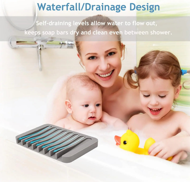 Seifenablage AquaDrop Flex | Rutschfest & Selbstablaufend | Silikon Seifenschale für Bad & Küche