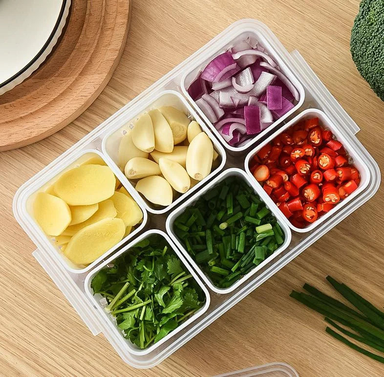 Kitchero FreshBox Frischhaltebox mit Abtropfeinsatz | 4-teiliges Modulsystem | Transparent & Stapelbar | 22,8x16x8,5 cm