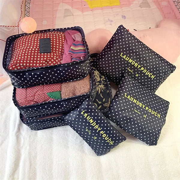 Packilo 6-teiliges Reise-Organizer-Set | Faltbare Koffer- & Gepäcktaschen | Für Kleidung, Unterwäsche, Schuhe & Kosmetik | Oxford-Stoff