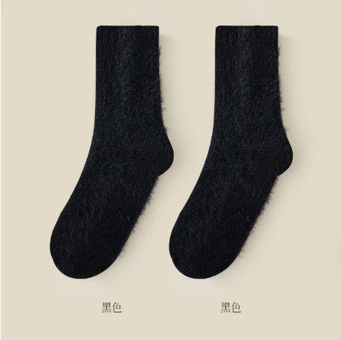 SamtNest Unisex Kuschelsocken | Nerz-Samt & Coral-Fleece | Extra Dick & Warm | Schwarz & Weiß | Winter