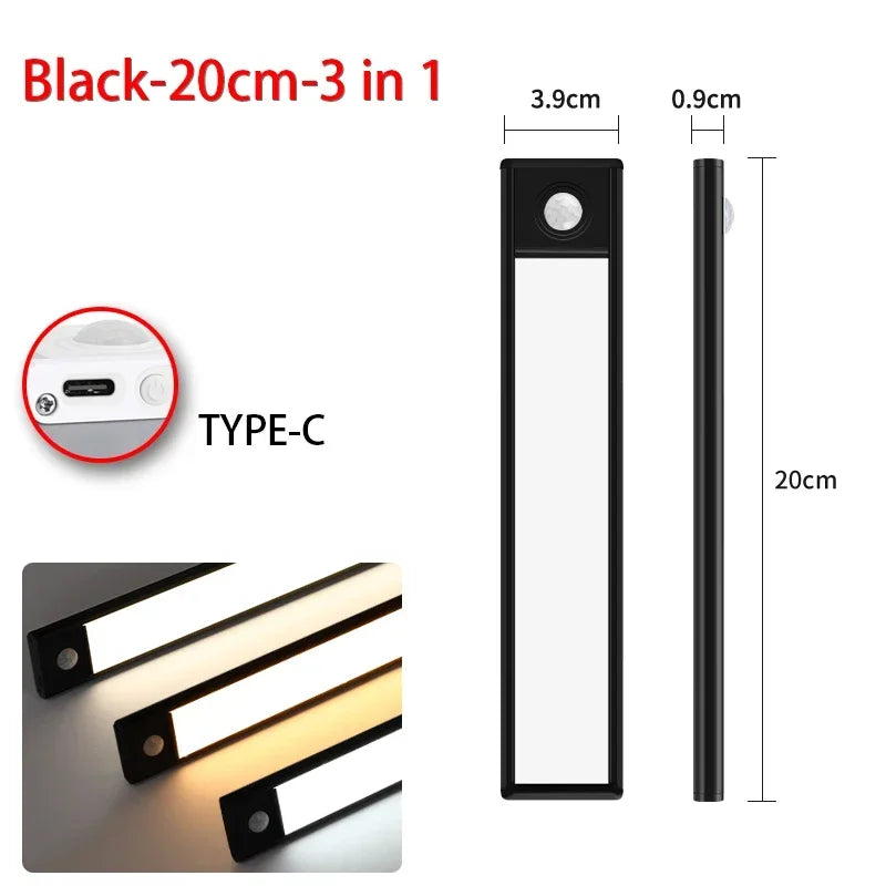 LED Schranklicht LumoSense | Bewegungsmelder & USB-C | 3 Lichtfarben | 20–60 cm