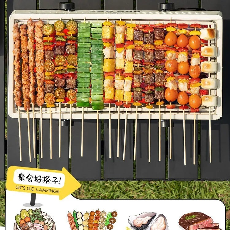 Campverro Tragbarer BBQ-Ofen für Garten & Camping | Multifunktional & Kompakt | Für Outdoor-Kochen ohne Kohle | 47 × 28,5 × 22,5 cm