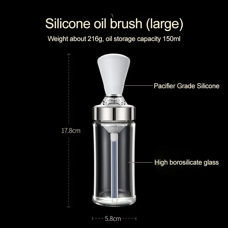 Brush&Pour Silikon-Ölpinsel mit Flasche | Auslaufsicherer Spender für Öl, Marinaden & Honig | 135 ml / 150 ml | Für BBQ & Backen