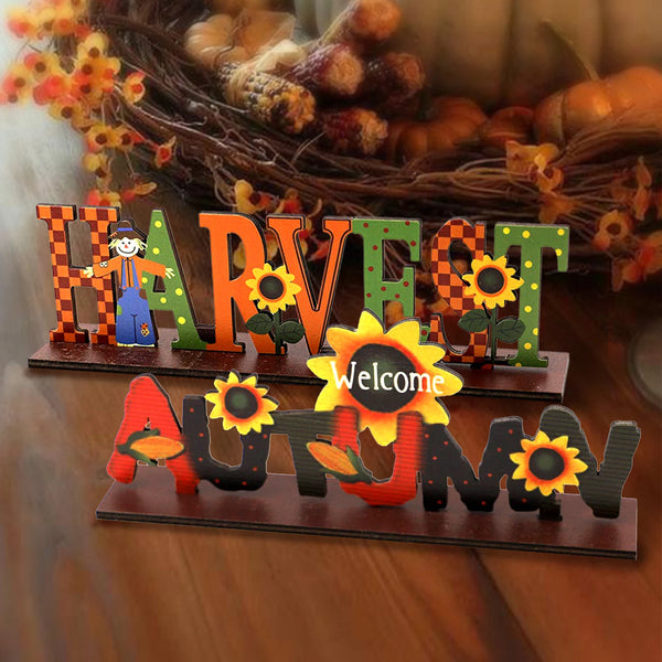 Holzdeko AutumnCharm | Stehendes Erntedank-Dekoelement | Herbstliche Wohn- & Tischdekoration
