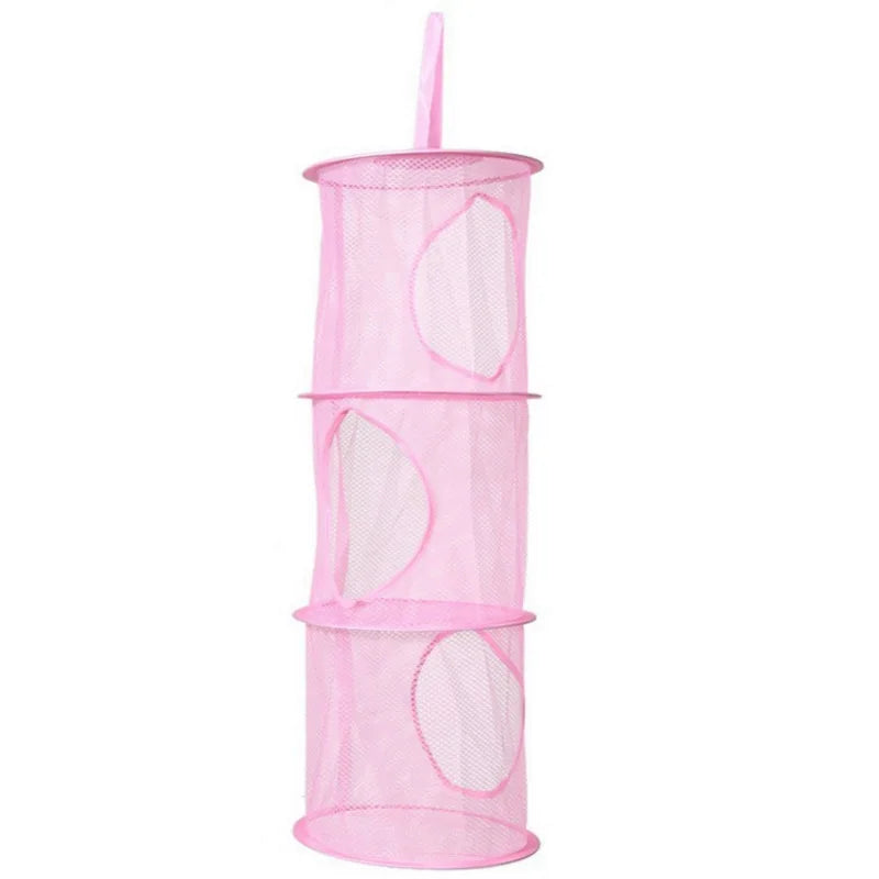 OrdiNest Kids Hängender Aufbewahrungskorb aus Netzstoff | 3-stöckiger Organizer für Spielzeug, Wäsche & Accessoires – 75×27 cm