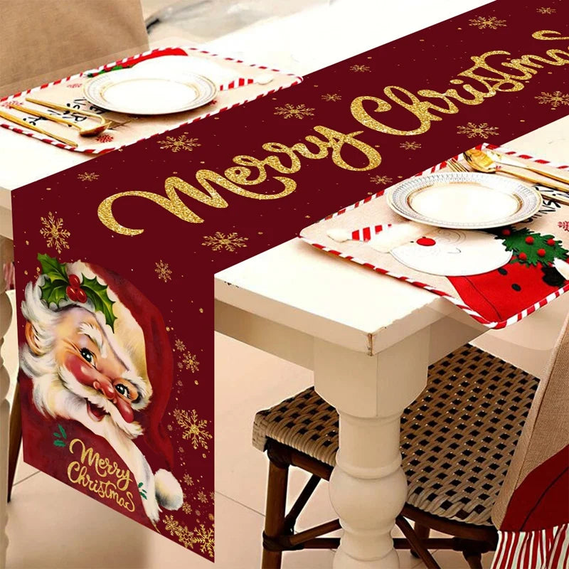 FestiLoom Weihnachts-Tischläufer | „Merry Christmas“-Design | 100 % Polyester | Festliche Deko für Weihnachten & Neujahr 2025/2026