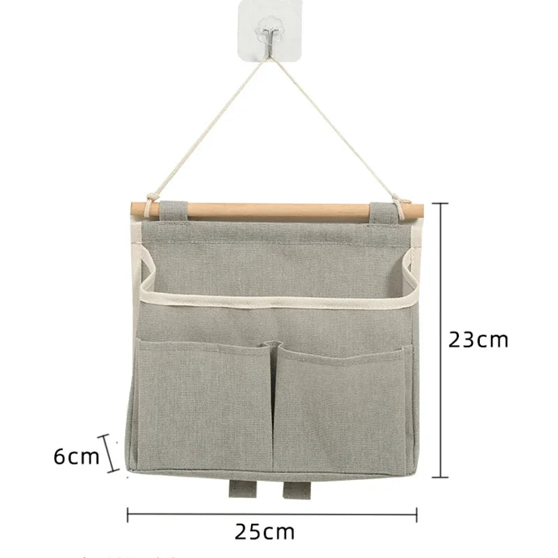 Stowella Wandaufbewahrungstasche aus Leinen | Wasserdicht & platzsparend | Hängeorganizer für Unterwäsche & Kleinteile – 23×6×25 cm