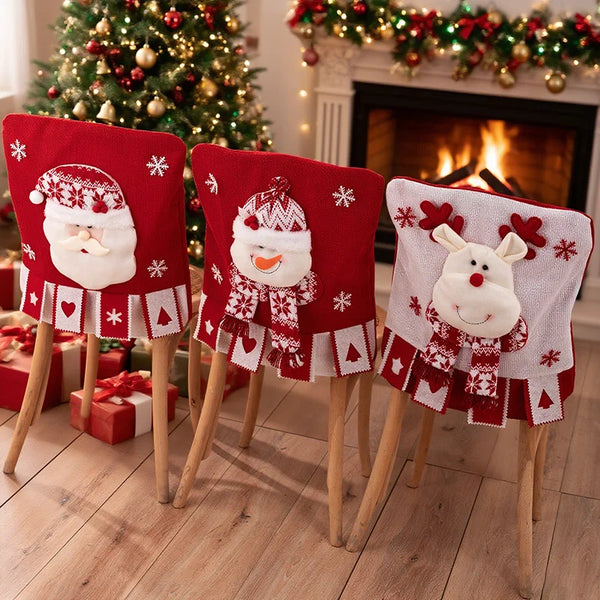 Noelvira | Weihnachtsstuhlbezug | Plüsch Stuhlhusse mit Santa-Design | Festliche Deko für Esszimmer & Küche | Weihnachtsdekoration 2025