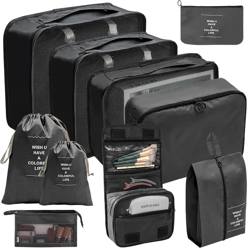 PackWunder Reise-Organizer Set 7/8/9/10-teilig | Faltbare Koffer-Organizer | Für Kleidung, Schuhe & Accessoires