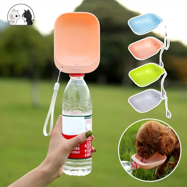 AquaPawGo Trinkflasche für Hunde & Katzen | Passend für Standard-Wasserflaschen | Tragbar & Drückbar | Für Unterwegs