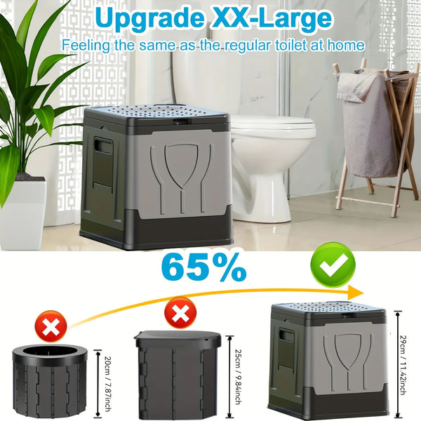 Faltbare Campingtoilette Camploo XL | Tragbar mit Deckel | Extra Groß & Stabil | Für Outdoor, Reise & Boot