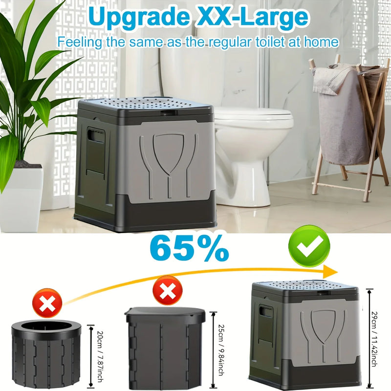 Faltbare Campingtoilette Camploo XL | Tragbar mit Deckel | Extra Groß & Stabil | Für Outdoor, Reise & Boot