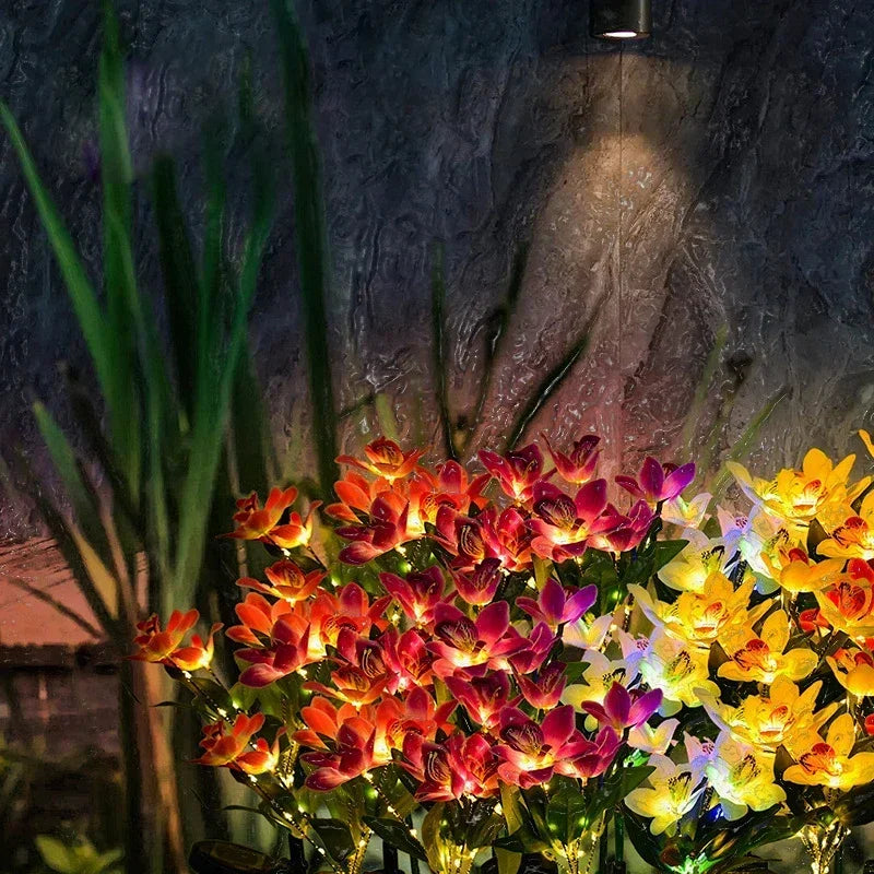 Florysol OrchidLight Solar Orchideen-Gartenleuchte | LED-Landschaftslicht | Wasserdicht & Dekorativ | Für Garten, Weg & Balkon