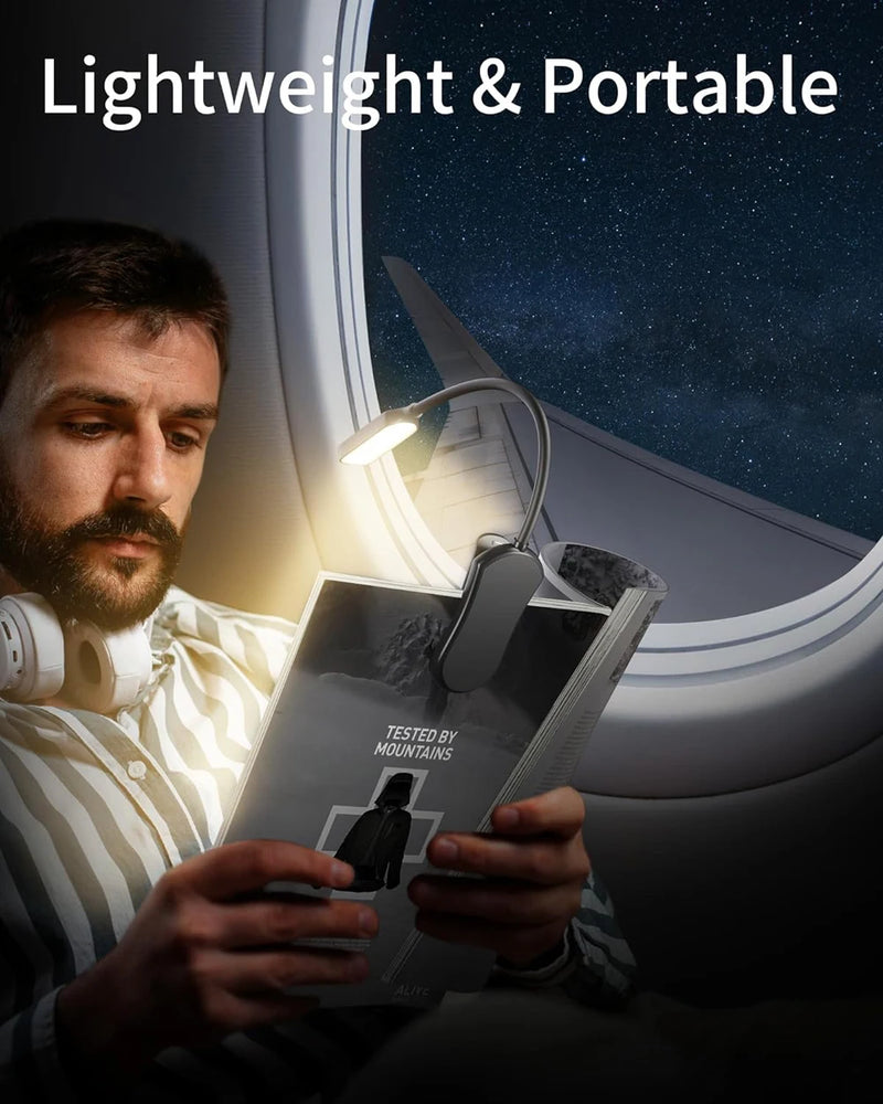 LumiRead Pro | Wiederaufladbare LED Leselampe | 3 Helligkeitsstufen & 3 Farbtemperaturen | Flex-Clip | Augenschonend