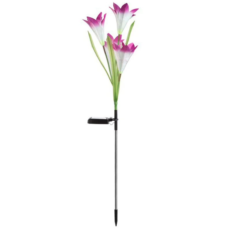 Floravera SolarBloom Solar Gartenlichter LED Lilien | Dekoleuchte mit Lichtsensor | Für Hof, Rasen & Feste | Rot & Lila