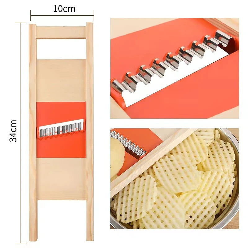 Gridello Kartoffelschneider | Edelstahl Gitter-Schneidegerät | Für Pommes, Chips & Gemüse | 34 cm Länge